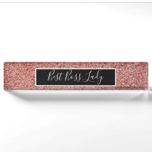 Elegante Rose Gold Glitzer Best Boss Lady Namensplakette