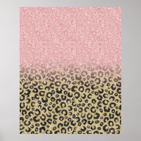 Elegante Rose Gold Glitzer Black Leopard Print