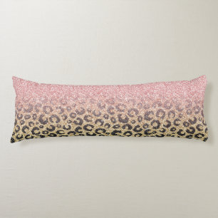 Elegante Rose Gold Glitzer Black Leopard Print Seitenschläferkissen