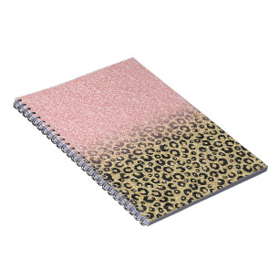Elegante Rose Gold Glitzer Black Leopard Printwerb Notizblock