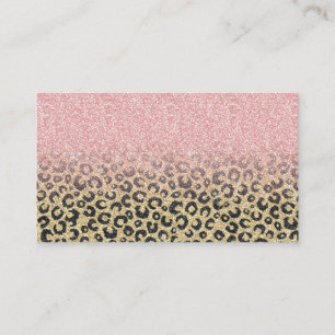 Elegante Rose Gold Glitzer Black Leopard Printwerb Visitenkarte