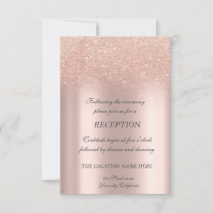 Elegante Rose Gold Glitzer Bokeh Hochzeitsempfang Einladung