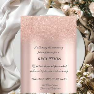Elegante Rose Gold Glitzer Bokeh Hochzeitsempfang Einladung