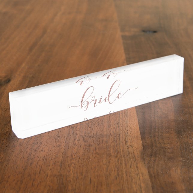Elegante Rose Gold Glitzer Bride Namplate Namensplakette (Seite)