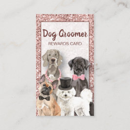 Elegante Rose Gold Glitzer Dog Treue Visitenkarte
