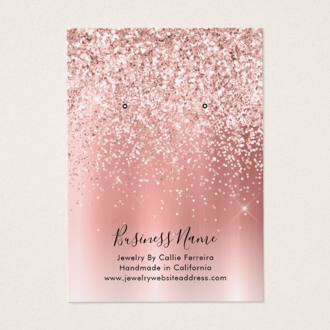 Elegante Rose Gold Glitzer Earring Display Card (Vorderseite)