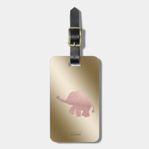 Elegante Rose Gold Glitzer Elefant-Personalisiert Gepäckanhänger