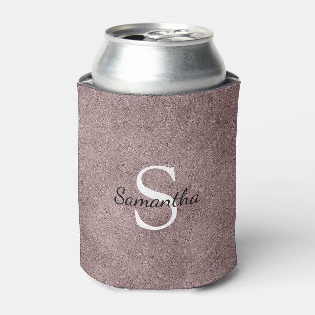 Elegante Rose Gold Glitzer Foil Sparkle Monogramm Dosenkühler (Kanne Vorderseite)