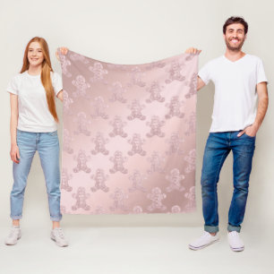 Elegante Rose Gold Glitzer Gingerbread Man Pattern Fleecedecke