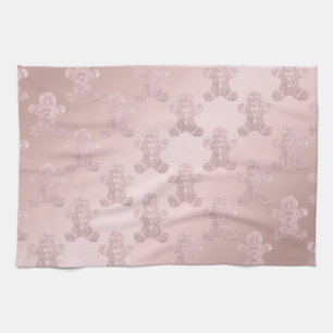 Elegante Rose Gold Glitzer Gingerbread Man Pattern Geschirrtuch