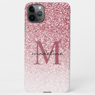 Elegante Rose Gold Glitzer Girly Monogram iPhone 11Pro Max Hülle
