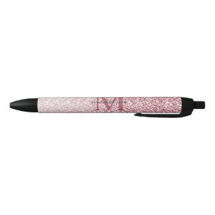 Elegante Rose Gold Glitzer Girly Monogram Kugelschreiber