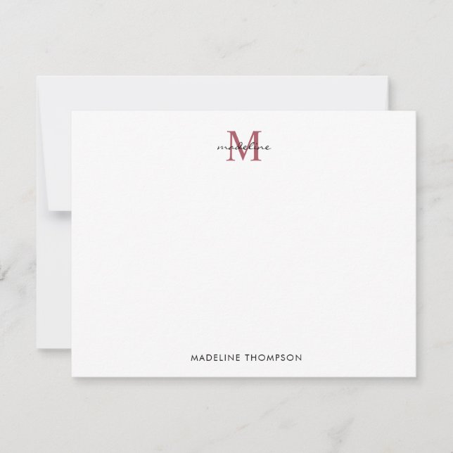 Elegante Rose Gold Glitzer Girly Monogram Mitteilungskarte (Vorderseite)