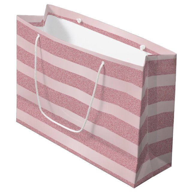 Elegante Rose Gold Glitzer Glamour Vorlage Moderne Große Geschenktüte (Vorderseite Schrägansicht)