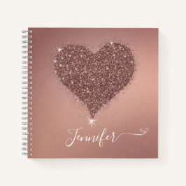 Elegante Rose Gold Glitzer Heart Notebook Notizbuch