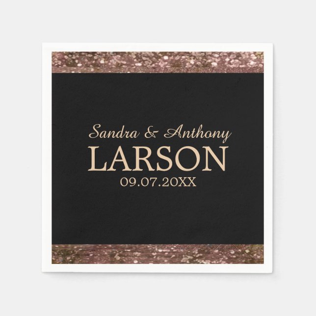 Elegante Rose Gold Glitzer Hochzeit Napkin Serviette (Vorderseite)