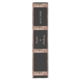 Elegante Rose Gold Glitzer Hochzeitsrunde Kurzer Tischläufer