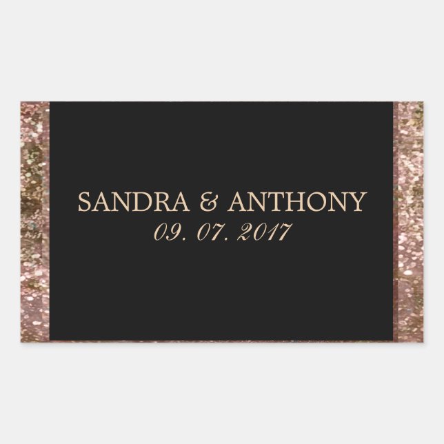 Elegante Rose Gold Glitzer Hochzeitsticker Rechteckiger Aufkleber (Vorderseite)