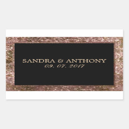 Elegante Rose Gold Glitzer Hochzeitsticker Rechteckiger Aufkleber