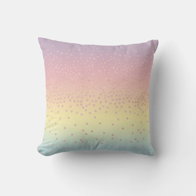 Elegante Rose Gold Glitzer Konfetti Dots Gradient Kissen (Vorderseite)