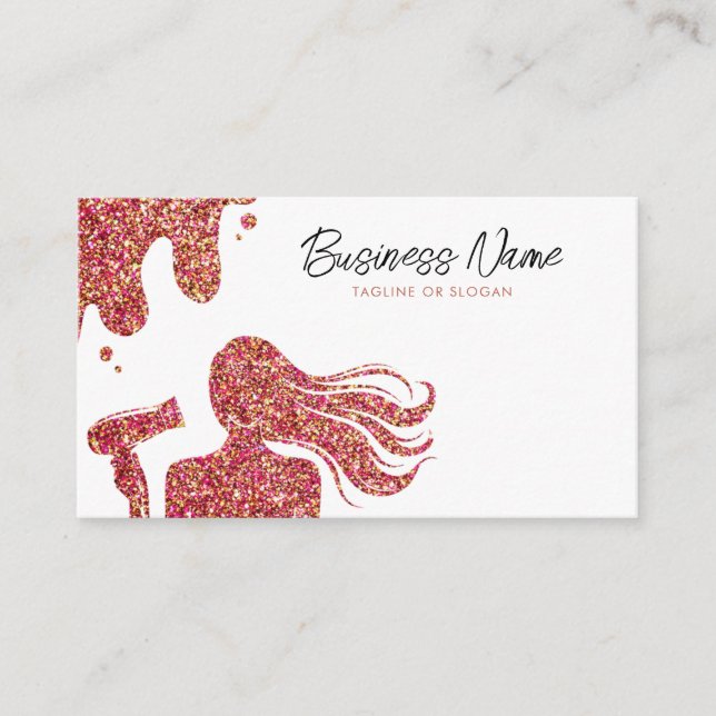 Elegante Rose Gold Glitzer Lady Haidresser Terminkarte (Vorderseite)