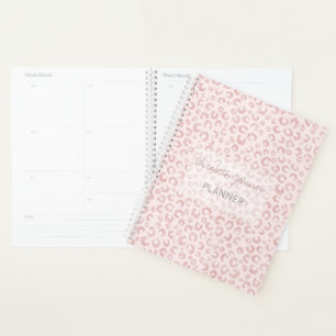 Elegante Rose Gold Glitzer Leopard Tierwerbung Planer