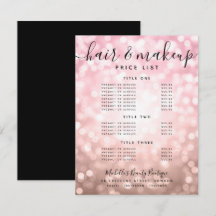 Elegante Rose Gold Glitzer Lights Salon Preismenü