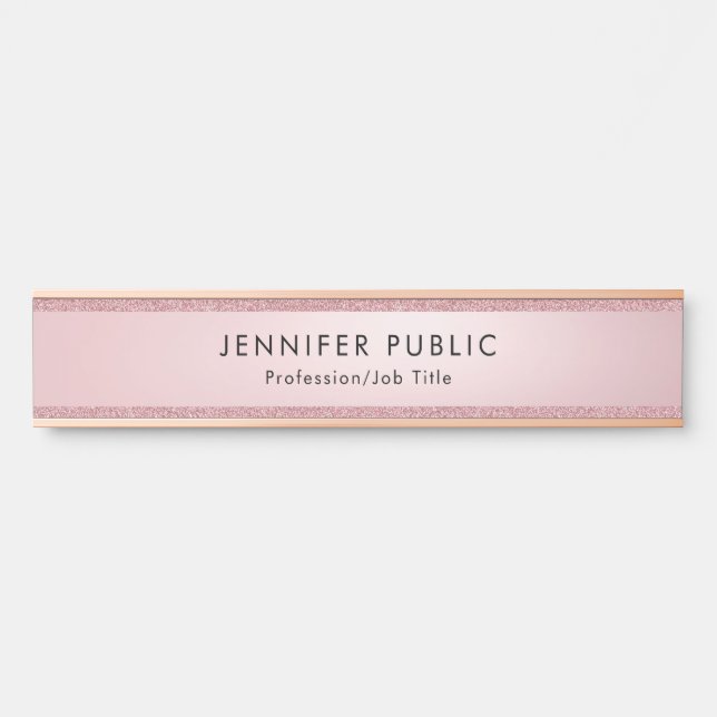 Elegante Rose Gold Glitzer Look Moderne Vorlage Türschild (Vorderseite )