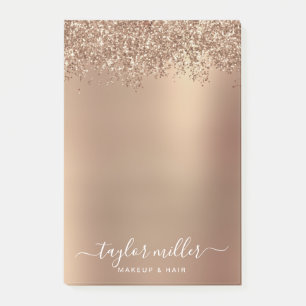 Elegante Rose Gold Glitzer Make-up & haar Post-it Klebezettel