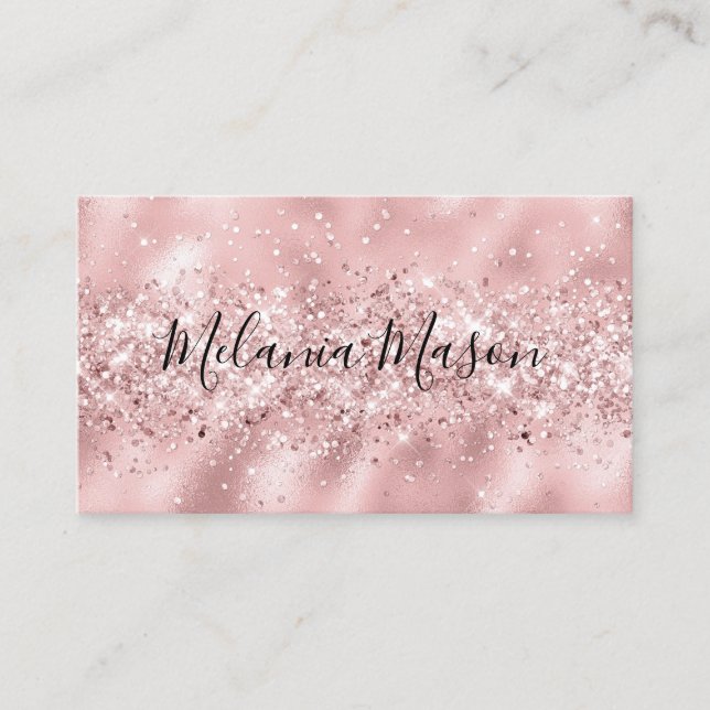 Elegante Rose Gold Glitzer Makeup Artist Funkelnd Visitenkarte (Vorderseite)