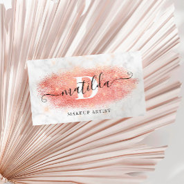 Elegante Rose Gold Glitzer Marmor Makeup Künstler Visitenkarte
