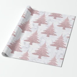Elegante Rose Gold Glitzer & Marmor Weihnachtsbaum Geschenkpapier