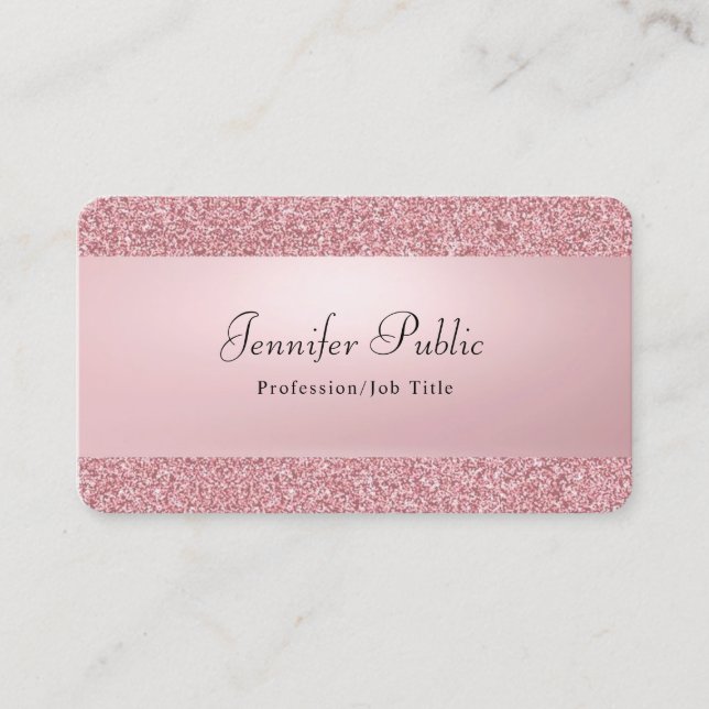 Elegante Rose Gold Glitzer Moderne Beruflich Visitenkarte (Vorderseite)