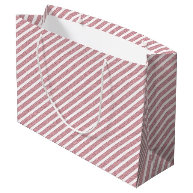 Elegante Rose Gold Glitzer Modernes Template Große Geschenktüte (Rückseite Schrägansicht)