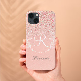 Elegante Rose Gold Glitzer Monogram Case-Mate iPhone Hülle