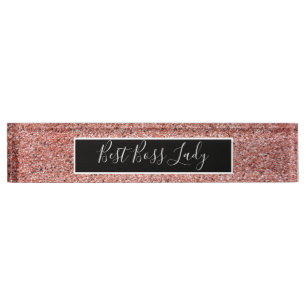 Elegante Rose Gold Glitzer Namensplakette