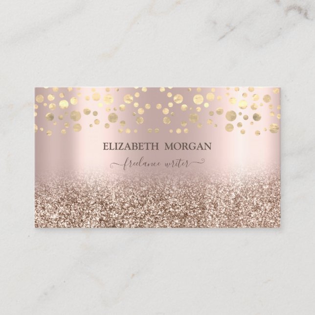 Elegante Rose Gold Glitzer Ombre Confetti Visitenkarte (Vorderseite)