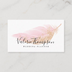 Elegante Rose Gold Glitzer schicke rosa Feder mode Visitenkarte