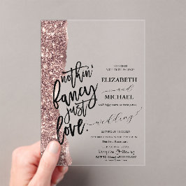 Elegante Rose Gold Glitzer Script Hochzeit Acryleinladungen