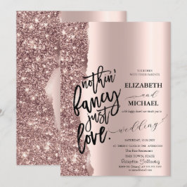 Elegante Rose Gold Glitzer Script Hochzeit Einladung