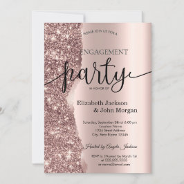Elegante Rose Gold Glitzer Script Verlobung Einladung