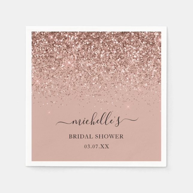 Elegante Rose Gold Glitzer Sparkle Serviette (Vorderseite)