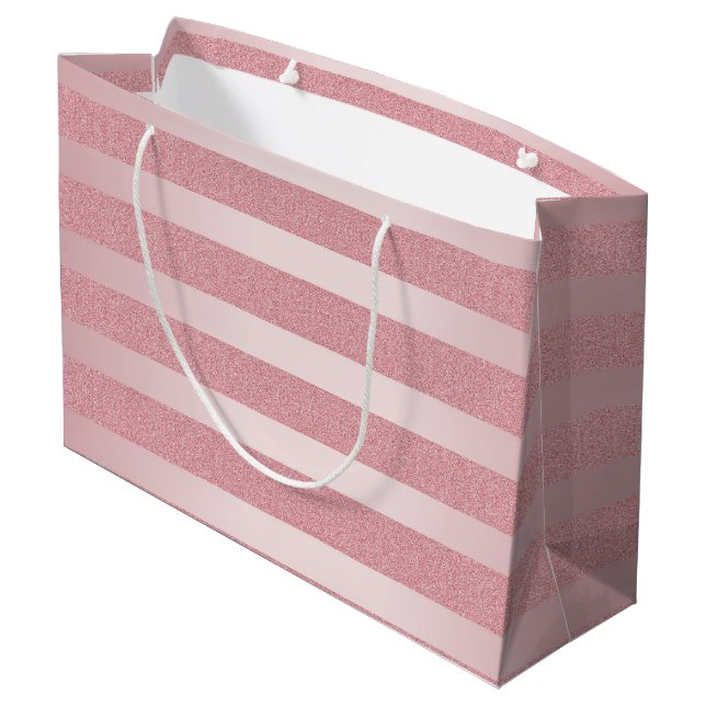 Elegante Rose Gold Glitzer Template Trendy Modern Große Geschenktüte (Rückseite Schrägansicht)