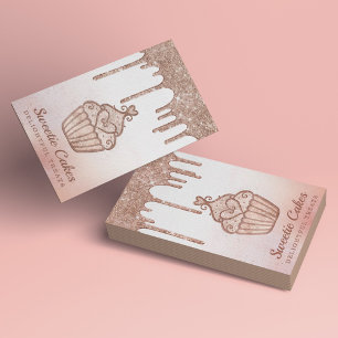 Elegante Rose Gold Glitzer Tropfen Bäckerei - Falc Visitenkarte