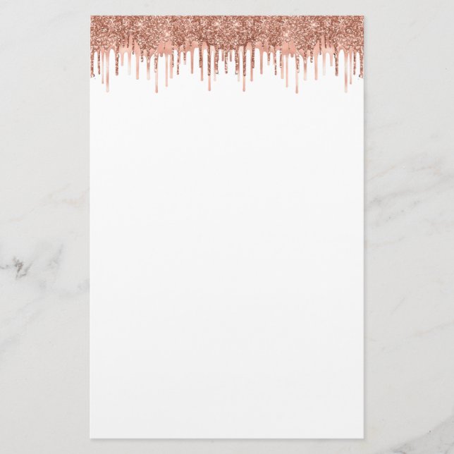 Elegante Rose Gold Glitzer Tropfen Briefpapier (Vorderseite)