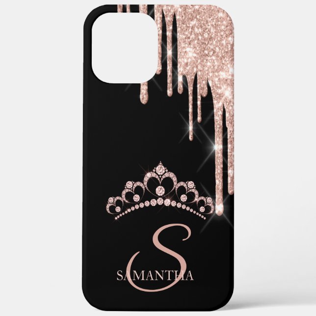 Elegante Rose Gold Glitzer Tropfen Case-Mate iPhone Hülle (Rückseite)