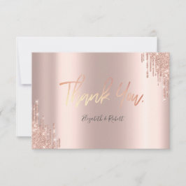 Elegante Rose Gold Glitzer Tropfen Danke Karte