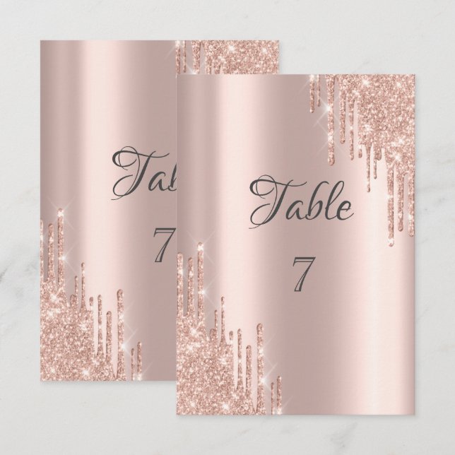 Elegante Rose Gold Glitzer Tropfen Einladung (Vorne/Hinten)