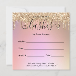 Elegante Rose Gold Glitzer Tropfen Geschenkgutsche