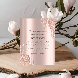 Elegante Rose Gold Glitzer Tropfen Hochzeit Empfan Einladung